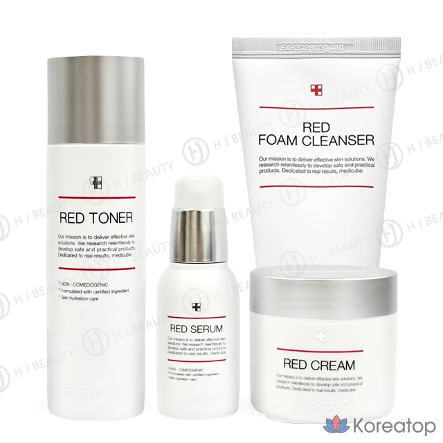 Medicube Red Line набор из 4 предметов (тоник 100 мл, сыворотка 30 мл, крем 50 мл, пенка для умывания 120 мл), 1 набор.