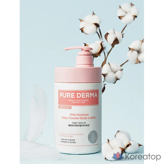 Увлажняющий лосьон для тела Pure Derma Mild Moisture с ароматом детской присыпки, 1 л, 1 шт.