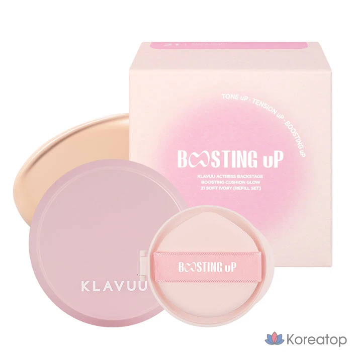 Klavuu Boosting Cushion Glow 12g + набор сменных блоков 12 г, 1 шт., № 21, оттенок «Мягкая слоновая кость».