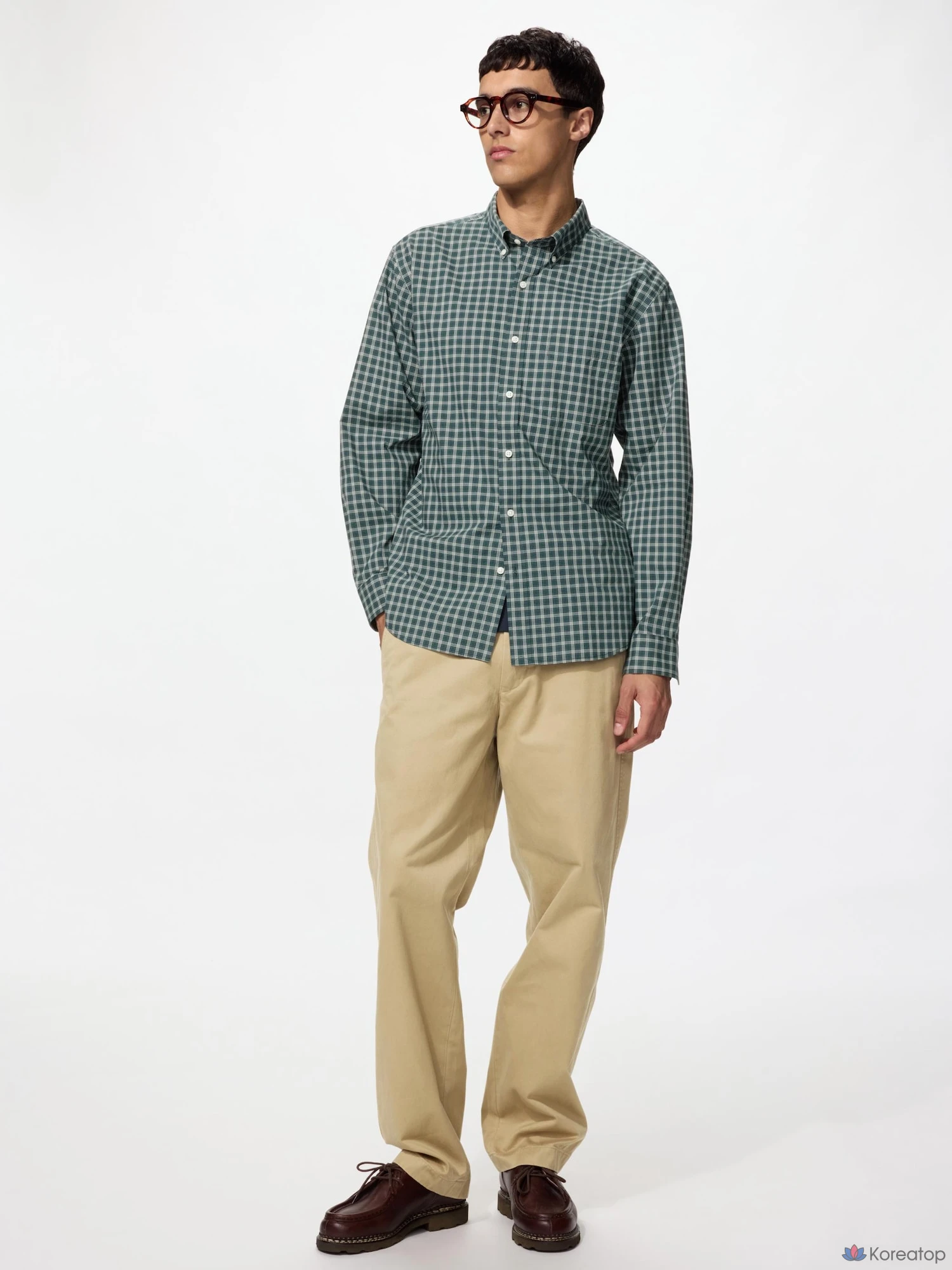 Рубашка Uniqlo Broadcloth Shirt Button-Down Collar Check D