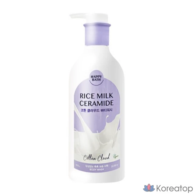 Гель для душа Happy Bath с рисовым молоком и керамидами, аромат «Хлопковое облако», 650 г, 1 шт.