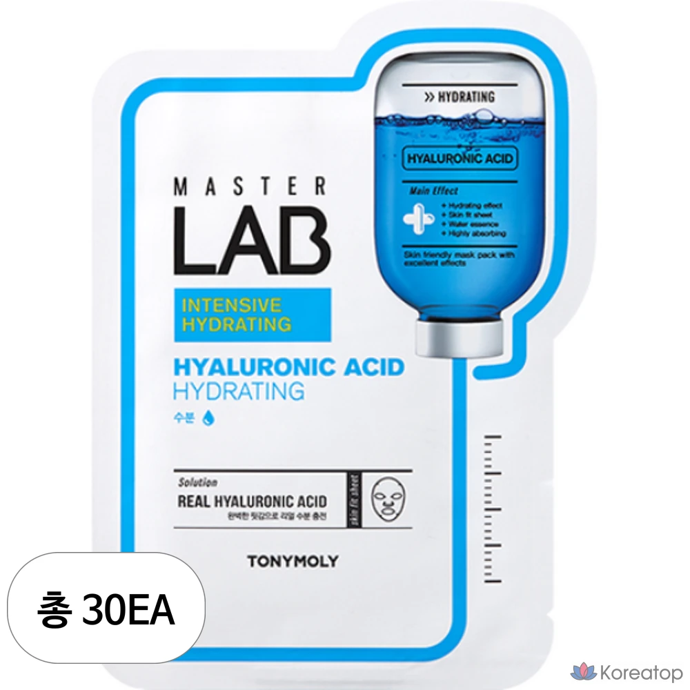 Тканевая маска для лица Tony Moly Master Lab с гиалуроновой кислотой, 19 г, 1 упаковка, 30 листов.