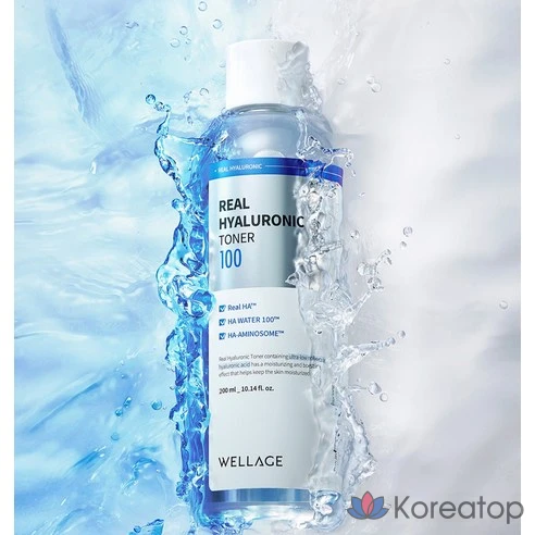 Тонер для лица WELLAGE Real Hyaluronic 100, 200 мл