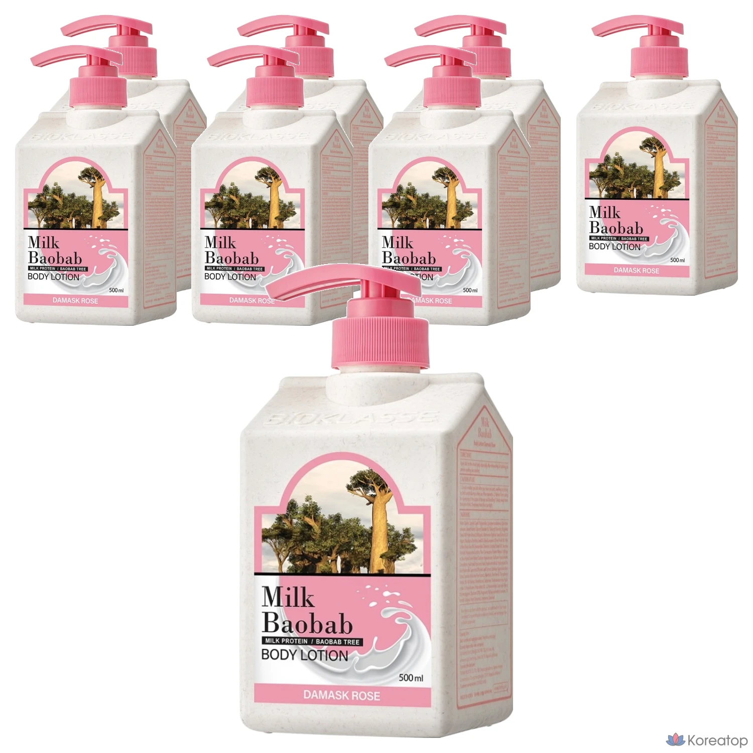 Лосьон для тела Milk Baobab с ароматом дамасской розы, 500 мл, 8 штук.