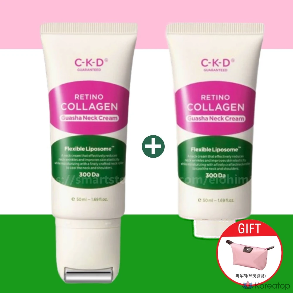CKD Chong Kun Dang Retino Collagen Low Molecular Weight 300 Guasha Neck Wrinkle Roller Cream 50ml + Сменный блок + Chaejeong Eye Cream, 1 шт.