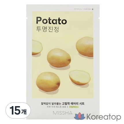 Тканевая маска для лица Missha Airy Fit Sheet Mask Potato, 15 шт.
