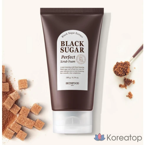 Пенка-скраб с чёрным сахаром Skinfood Black Sugar Perfect Scrub Foam, 180 г, 1 шт