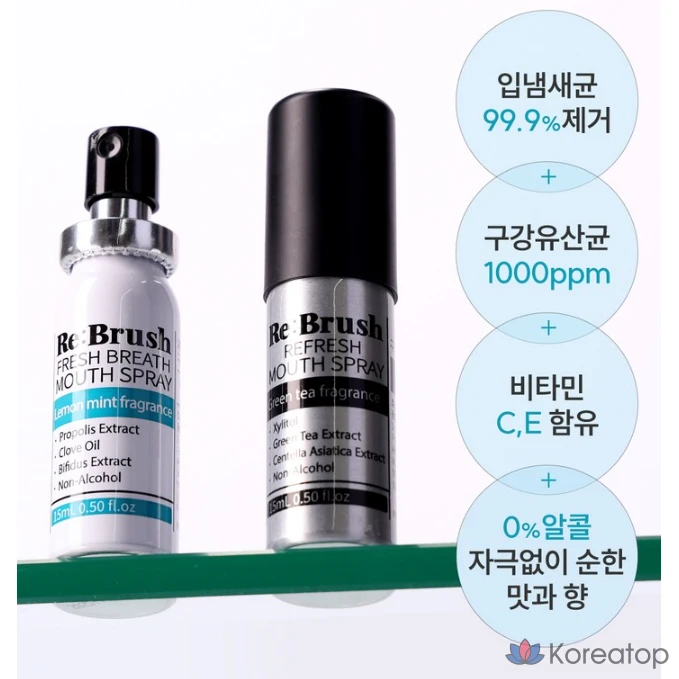 Спрей для полости рта Re:Brush Fresh Breath Alcohol-Free Oral Probiotics, 15 мл, 1 шт.