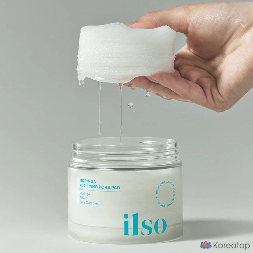 Очищающие подушечки для пор Ilso с морингой, 160 мл, 60 листов, 1 упаковка.
