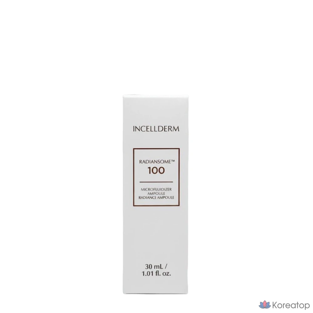 Incellderm Radiansom 100 Микрофлюидайзер Ампула Отбеливающая Функциональная косметика для улучшения состояния кожи, повышения эластичности, лифтинга и удаления веснушек, 30 мл, 1 шт.