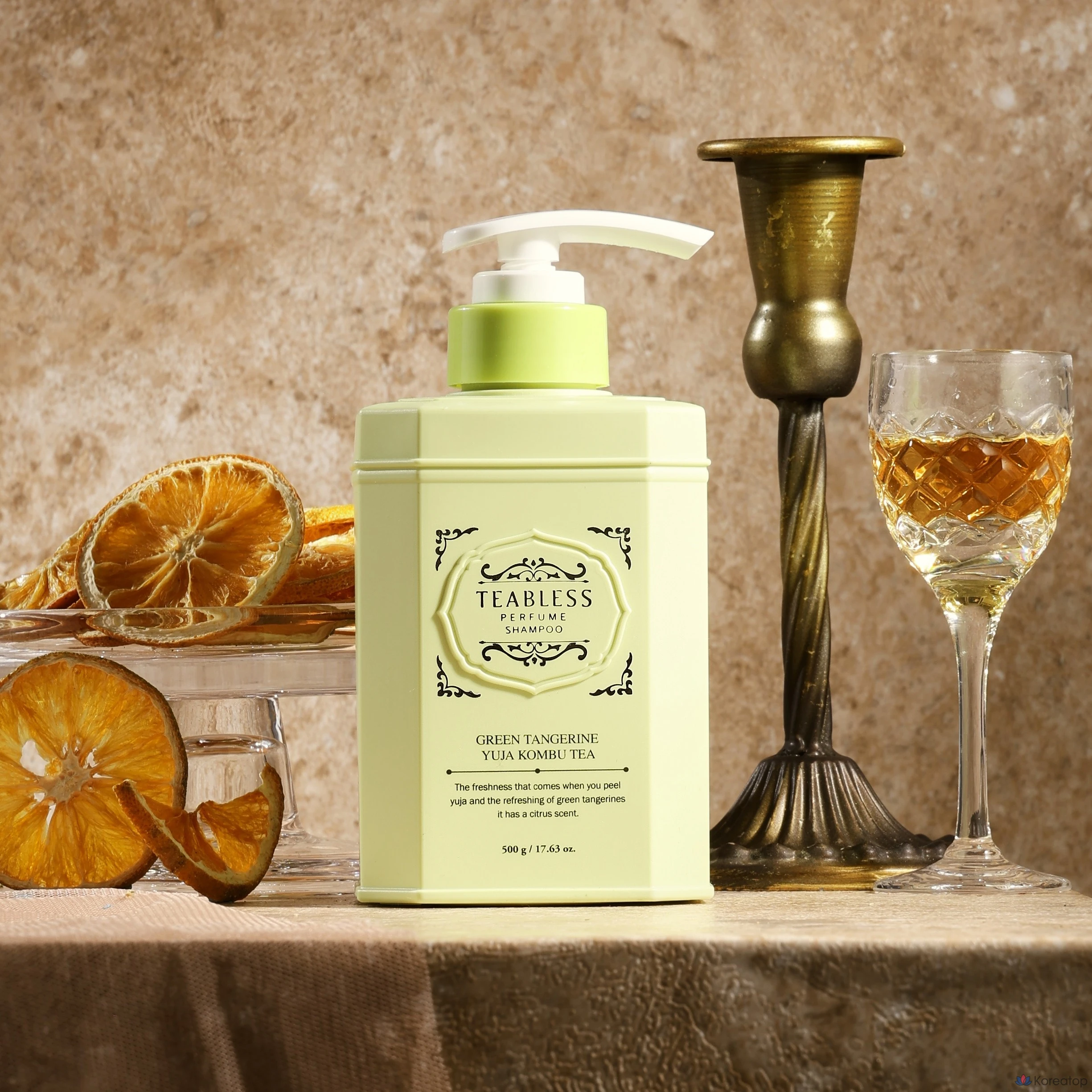 Парфюмированный шампунь TEABLESS против выпадения волос Combuti с зеленым мандарином и юдзу, 500 г, 1 упаковка.