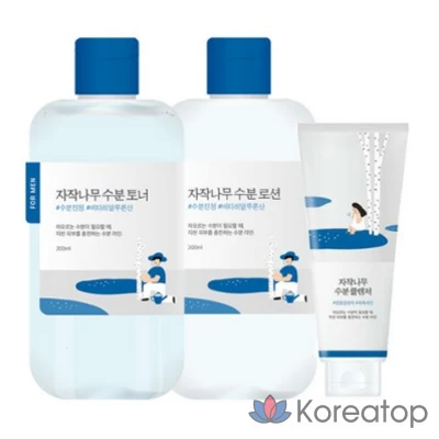 Набор из 2 предметов Round Lab for Men Birch Toner/Lotion, 1 комплект.