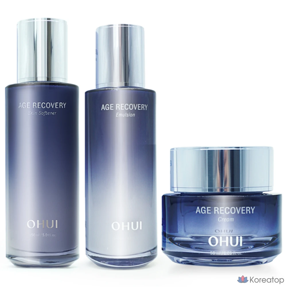 Набор Ohui Age Recovery из 3 предметов (смягчающее средство для кожи + эмульсия + крем), 1 шт.