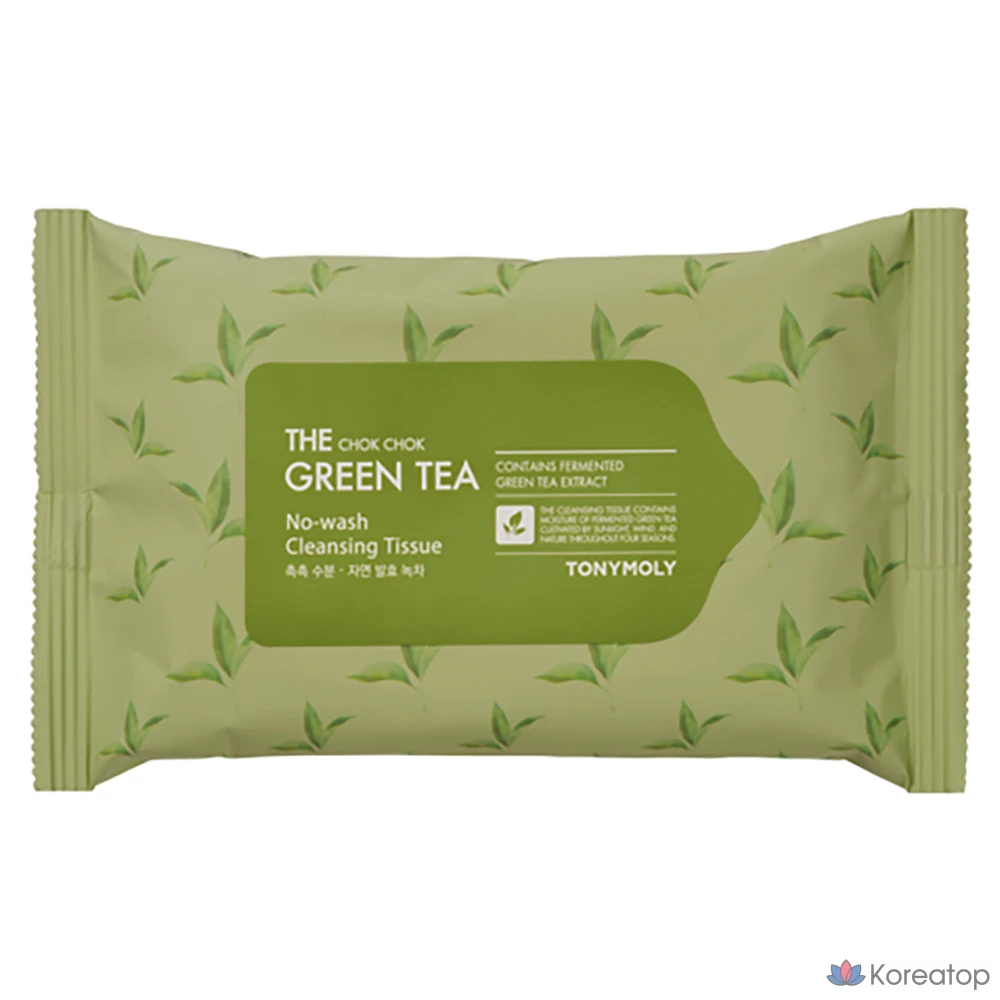 Очищающие салфетки Tony Moly The Chok Chok Green Tea No Wash Cleansing Tissue, 20 шт.