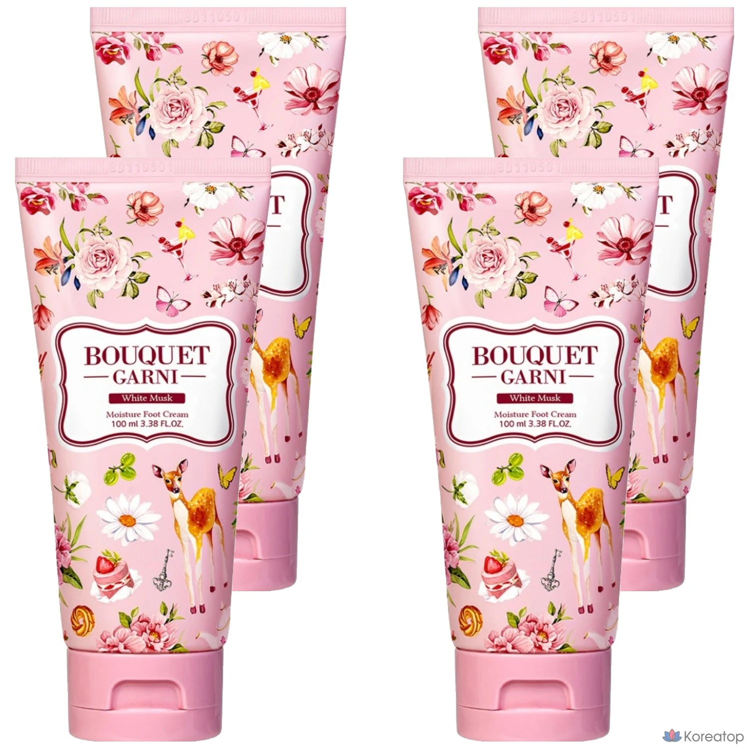 Увлажняющий отшелушивающий крем для ног Bouquet Garni «Белый мускус», 1 упаковка, 4 флакона, 100 мл