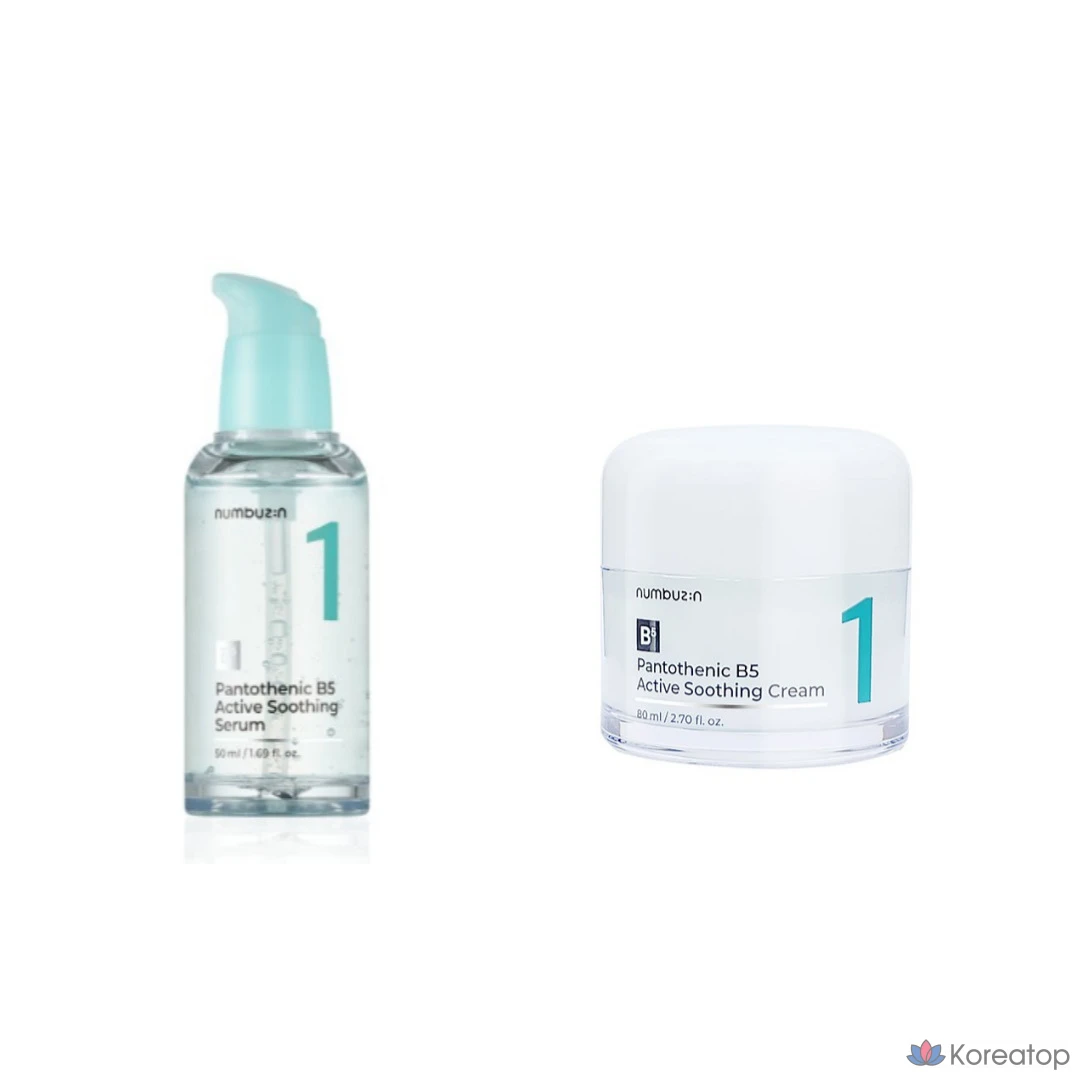 Набор Numbers In No. 1 Pantothenic Acid Active Up: успокаивающая сыворотка 50 мл + крем 80 мл, 1 комплект, 130 г, 1 шт.