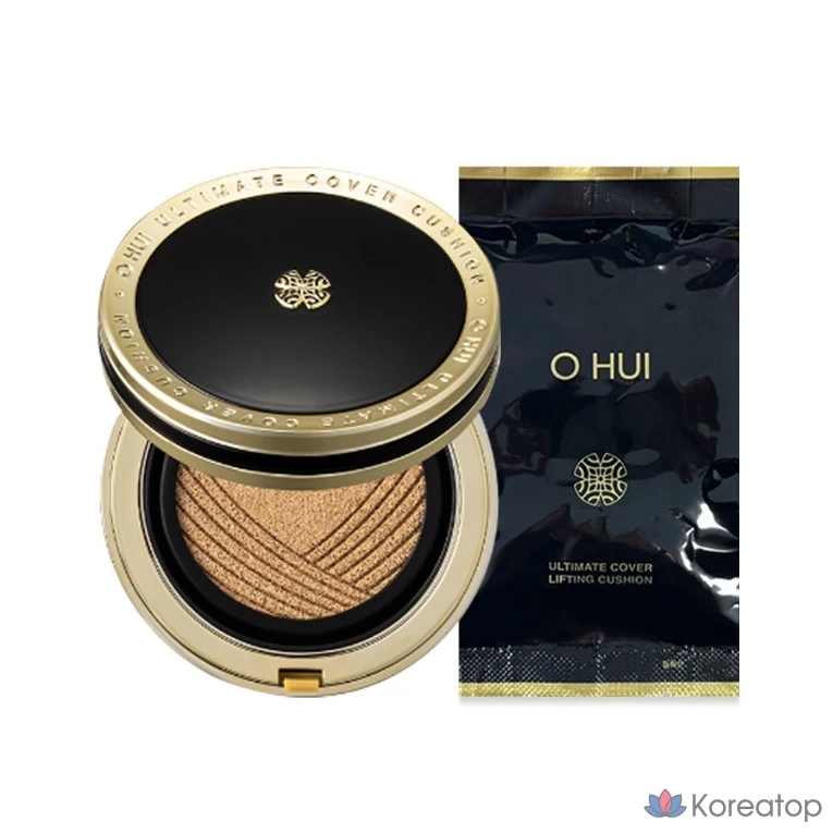 Губка для губ Ohui Ultimate Cover Lifting Cushion, 15 г + сменный блок 15 г, № 01, молочно-бежевый, 1 шт.