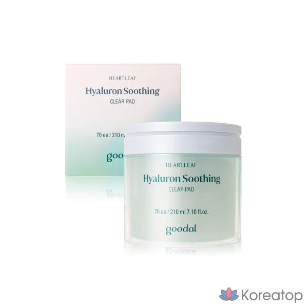 Прозрачные успокаивающие подушечки Goodal с гиалуроновой кислотой и экстрактом хауттунии кордаты, 70 штук, 1 упаковка