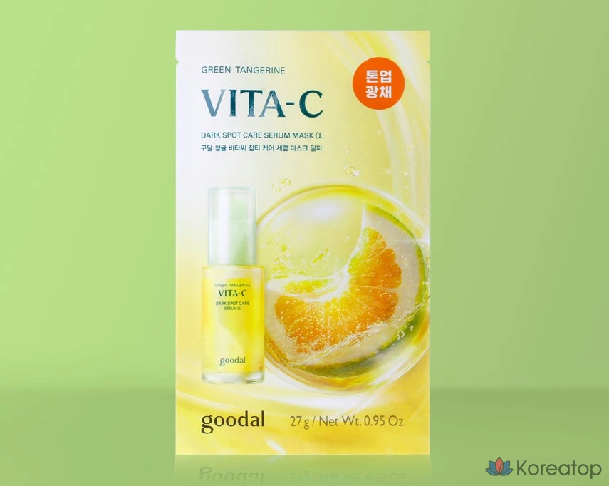 Тканевая маска для лица Goodal Green Tangerine Vita C Dark Spot Care Serum Mask Alpha, 6 шт., фото 2