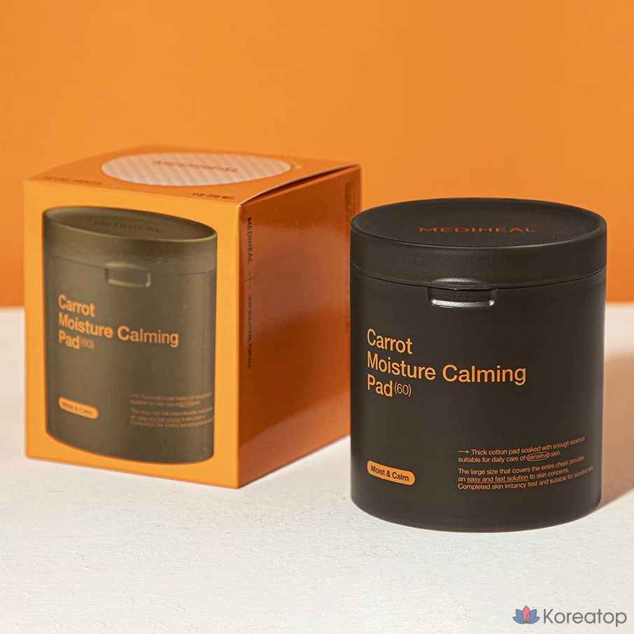 Увлажняющие подушечки Mediheal с морковным ароматом, 250 мл, 60 листов, 1 упаковка.