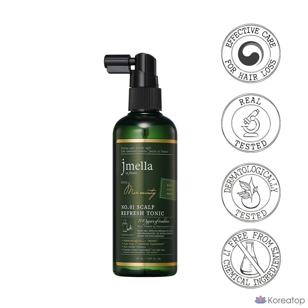 J.Mela Mir Minty Scalp Refresh Tonic 150 мл / Интенсивный уход за кожей головы при выпадении волос, уход за кожей головы, устранение неприятного запаха кожи головы, фото 2