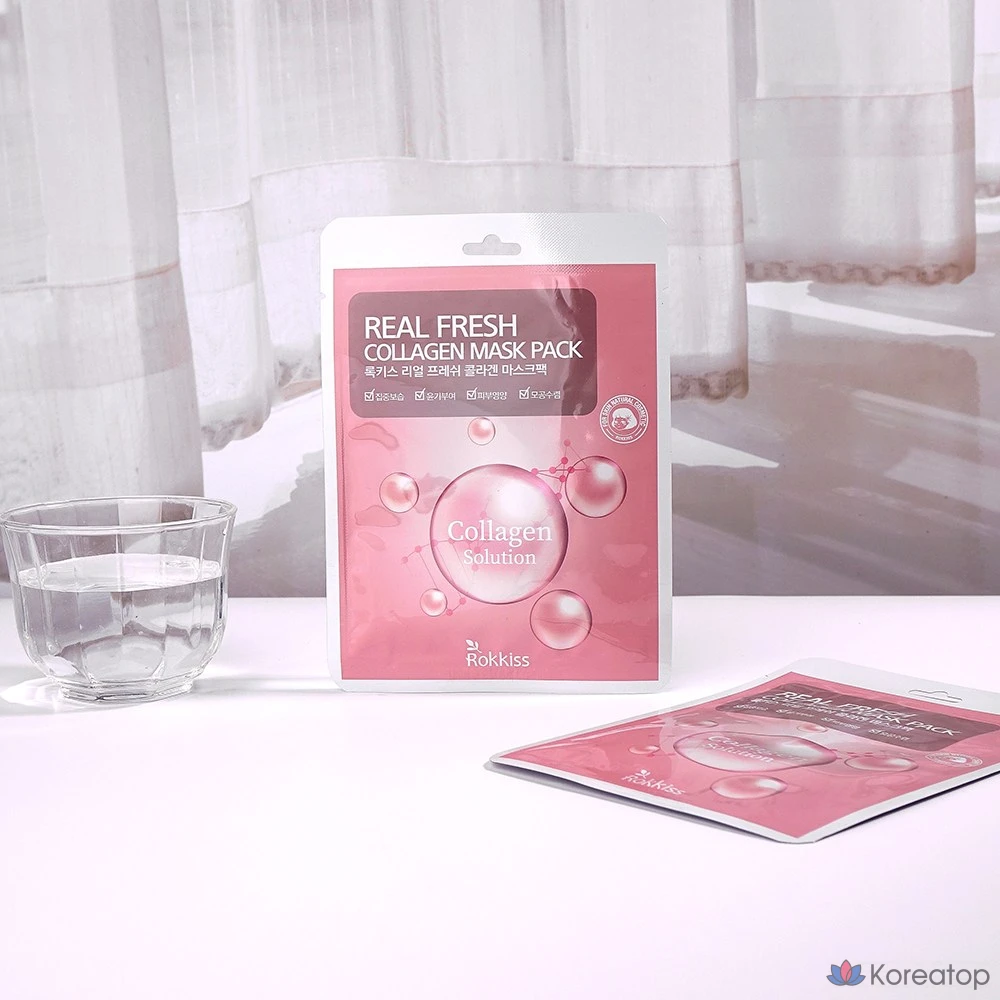 Набор коллагеновых масок Rokkiss Real Fresh, 50 листов, 1 упаковка.