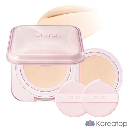 Набор тональных кремов Clio Kill Cover Mesh Glow Essential Cushion Set [Основной продукт + Сменный блок] + 2 спонжа, фарфор 19N, 1 шт.