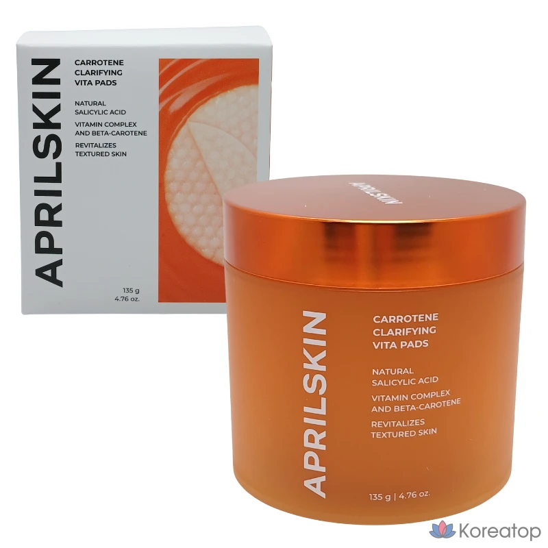Очищающие подушечки April Skin Carotene Clarifying Vita Pads, 60 листов, 1 упаковка