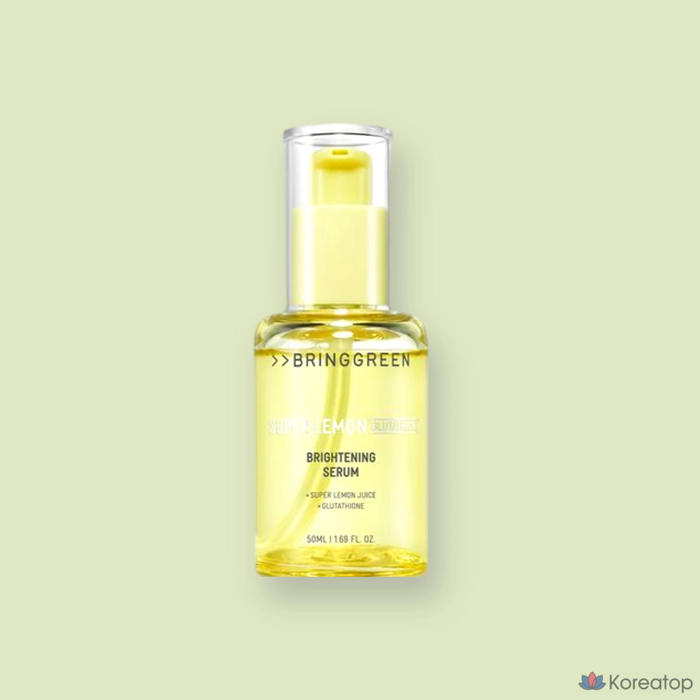 Сыворотка для лица Bring Green Super Lemon Glutathione Serum 50 мл, ампула для коррекции тона кожи, сужения пор, борьбы с веснушками и пятнами, ежедневная основа под макияж, подходит для чувствительной и склонной к акне кожи, 1 шт.