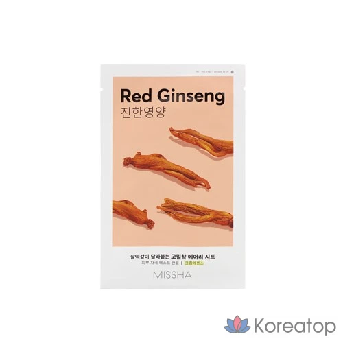Тканевая маска Missha Airy с плотным прилеганием и красным женьшенем, 1 упаковка, 1 штука
