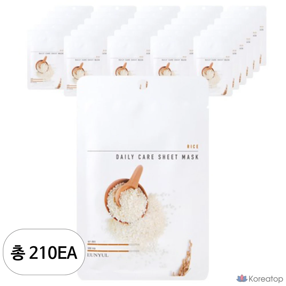 Тканевые маски для ежедневного ухода за кожей Eunyul Rice, 1 упаковка, 210 штук.