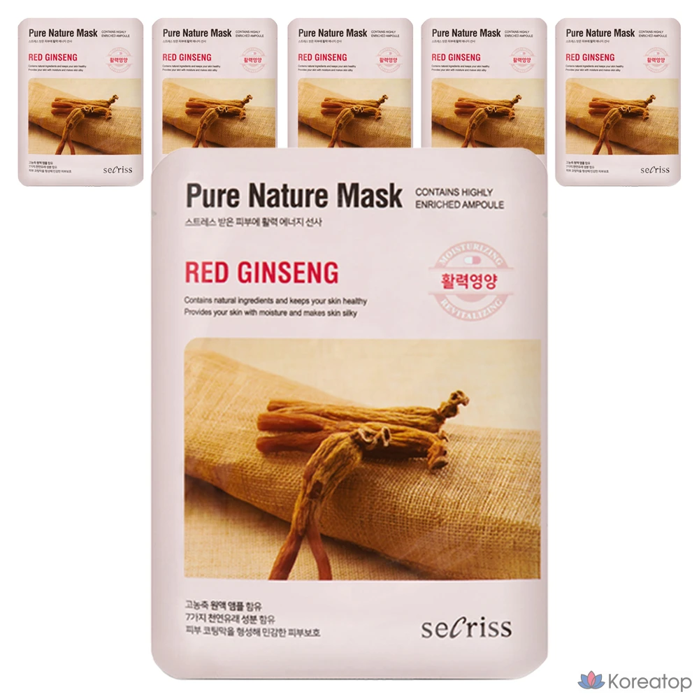 Маска для лица Anskin Secret Pure Nature с красным женьшенем, 25 мл, 6 шт., 1 шт.