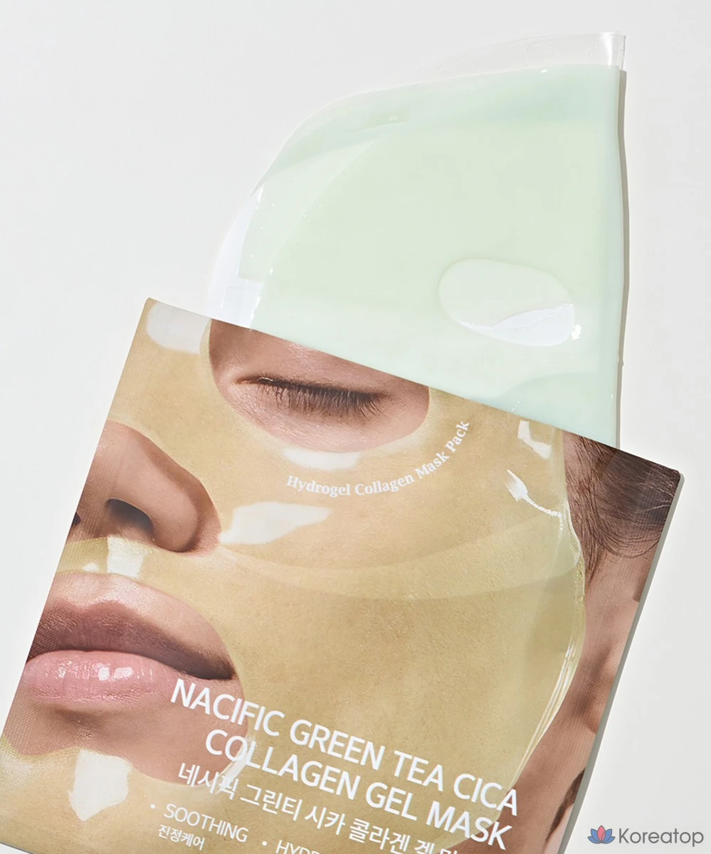 Гелевая маска NACIFIC с зеленым чаем, центеллой азиатской и коллагеном, набор из 3 и 4 штук., фото 2