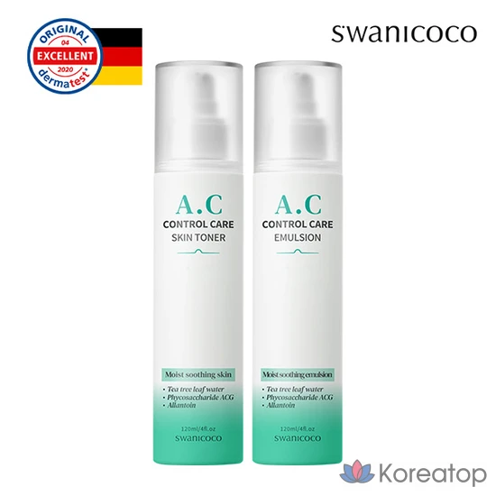 Тонер и эмульсия Swanicoco AC Control Care Skin Toner + Emulsion, 120 мл + 120 мл, 1 шт.