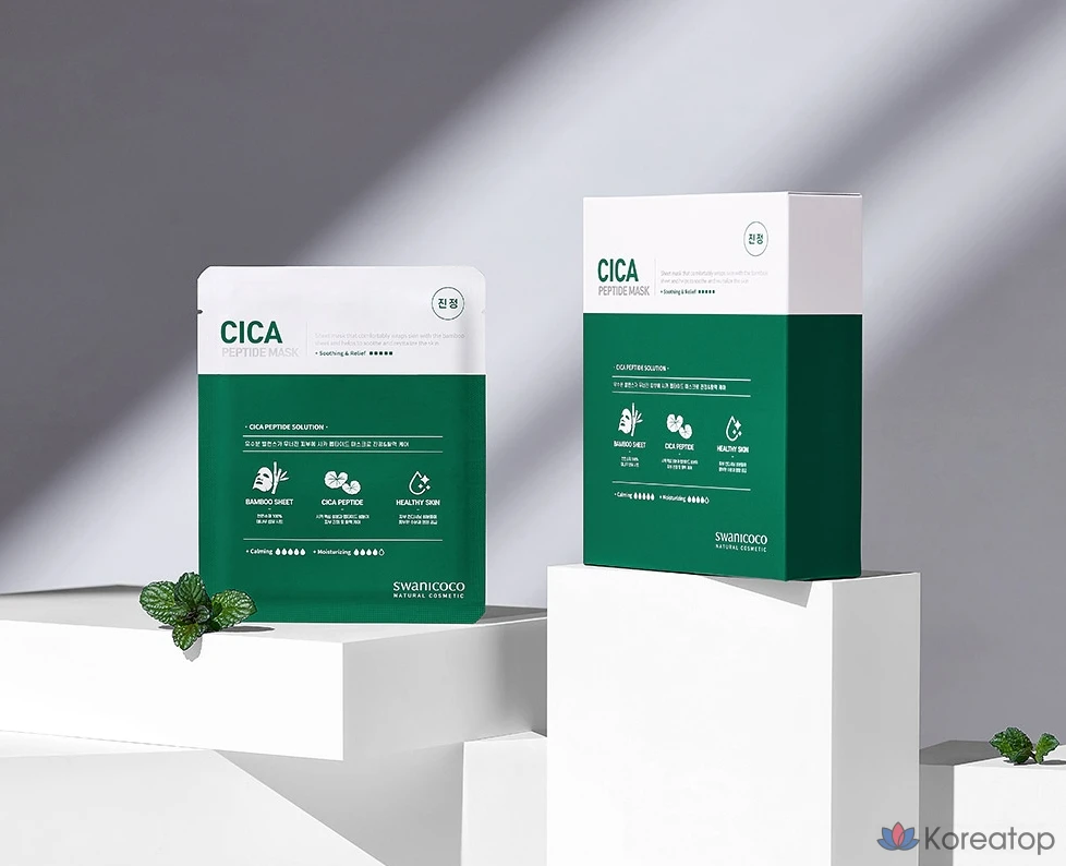 Swanicoco Cica Peptide Mask, 35 г, 1 упаковка, 30 штук, фото 2