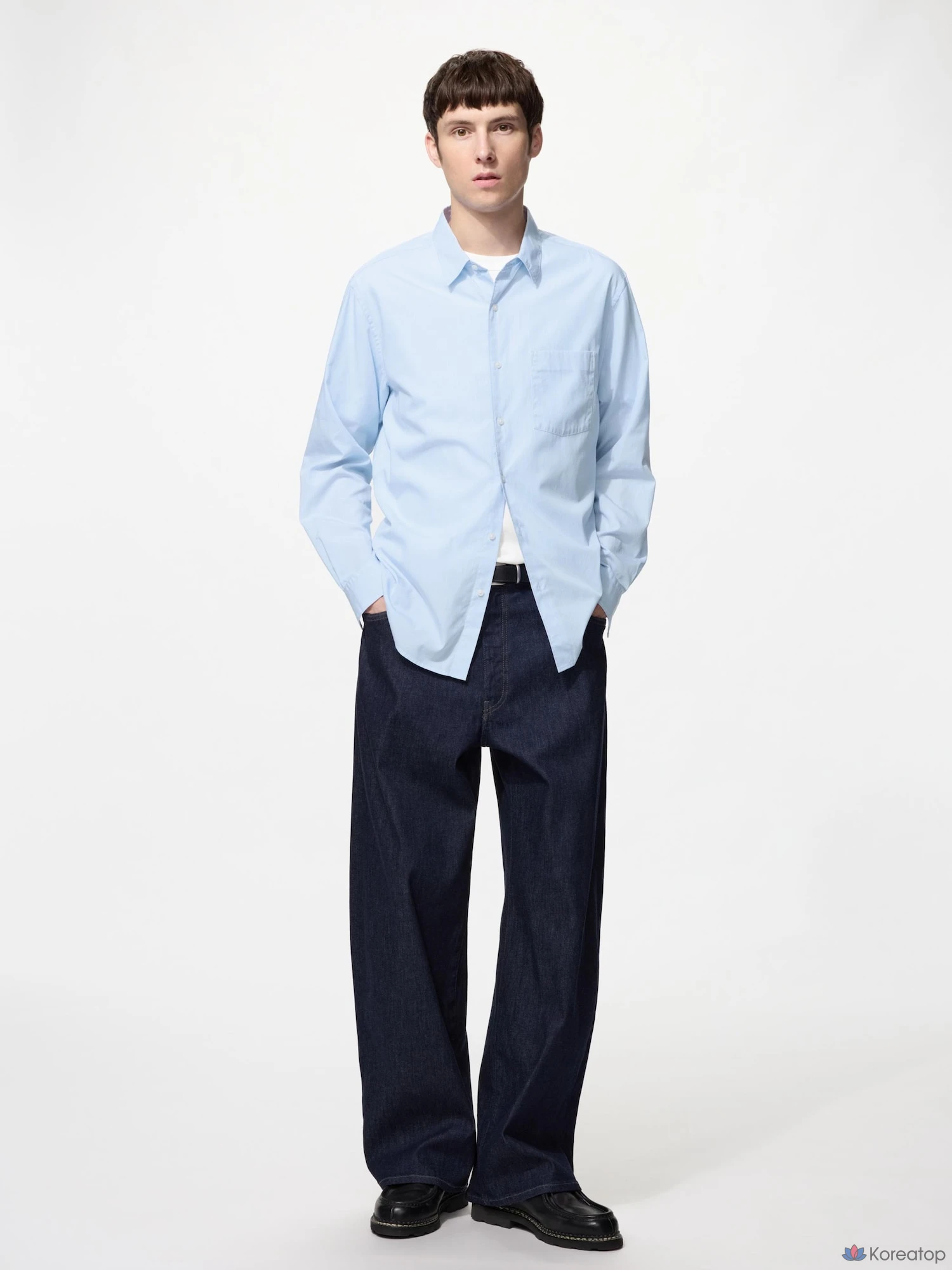Рубашка Uniqlo Broadcloth Shirt (Regular Collar) Stripe C