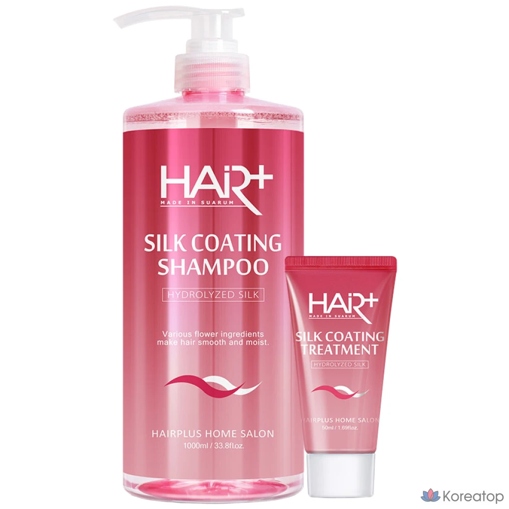 Шампунь Hair Plus Silk Coating 1000 мл + средство для ухода 50 мл, 1 шт.