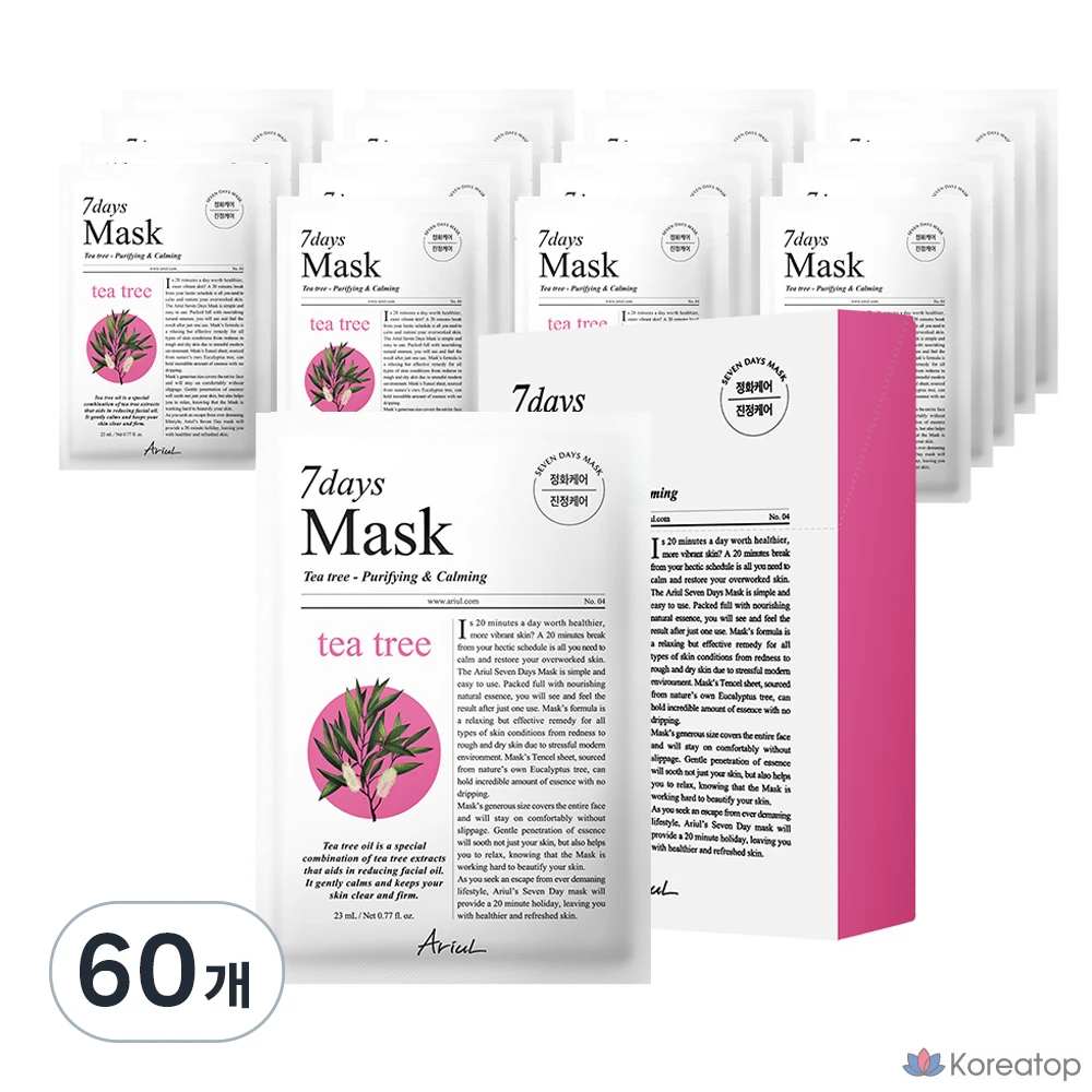 Маска для лица Ariul Seven Days Tea Tree M, 1 упаковка, 60 штук.