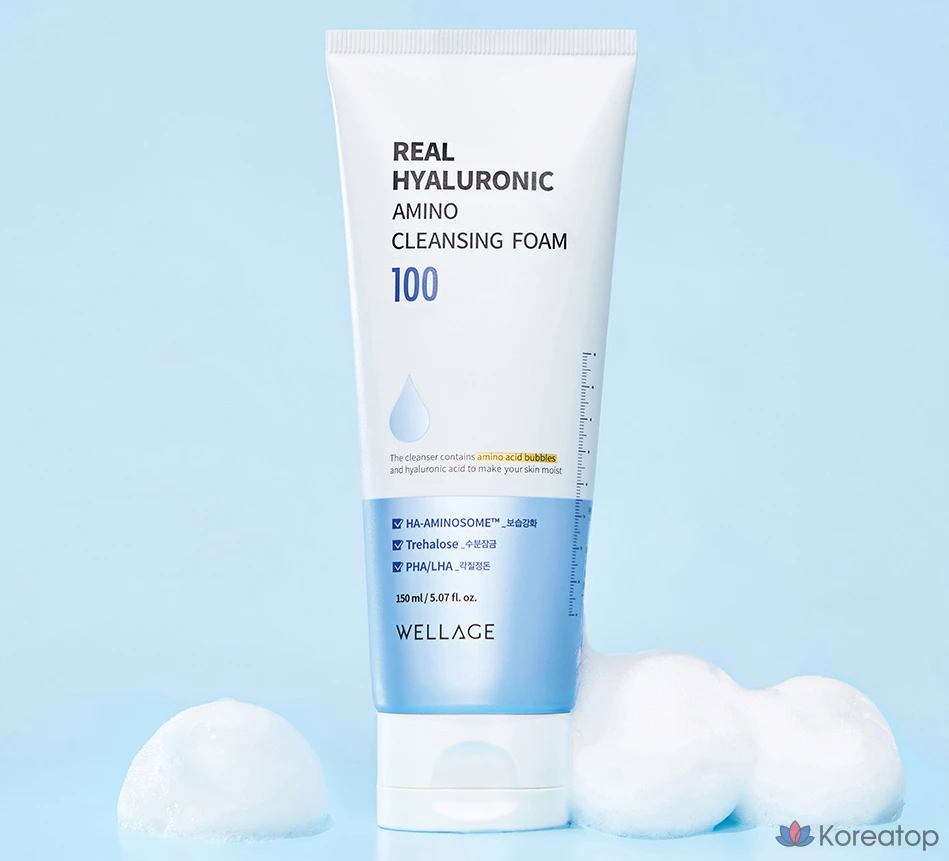 Очищающая пенка Wellage Real Hyaluronic Amino, 150 мл, 1 шт.