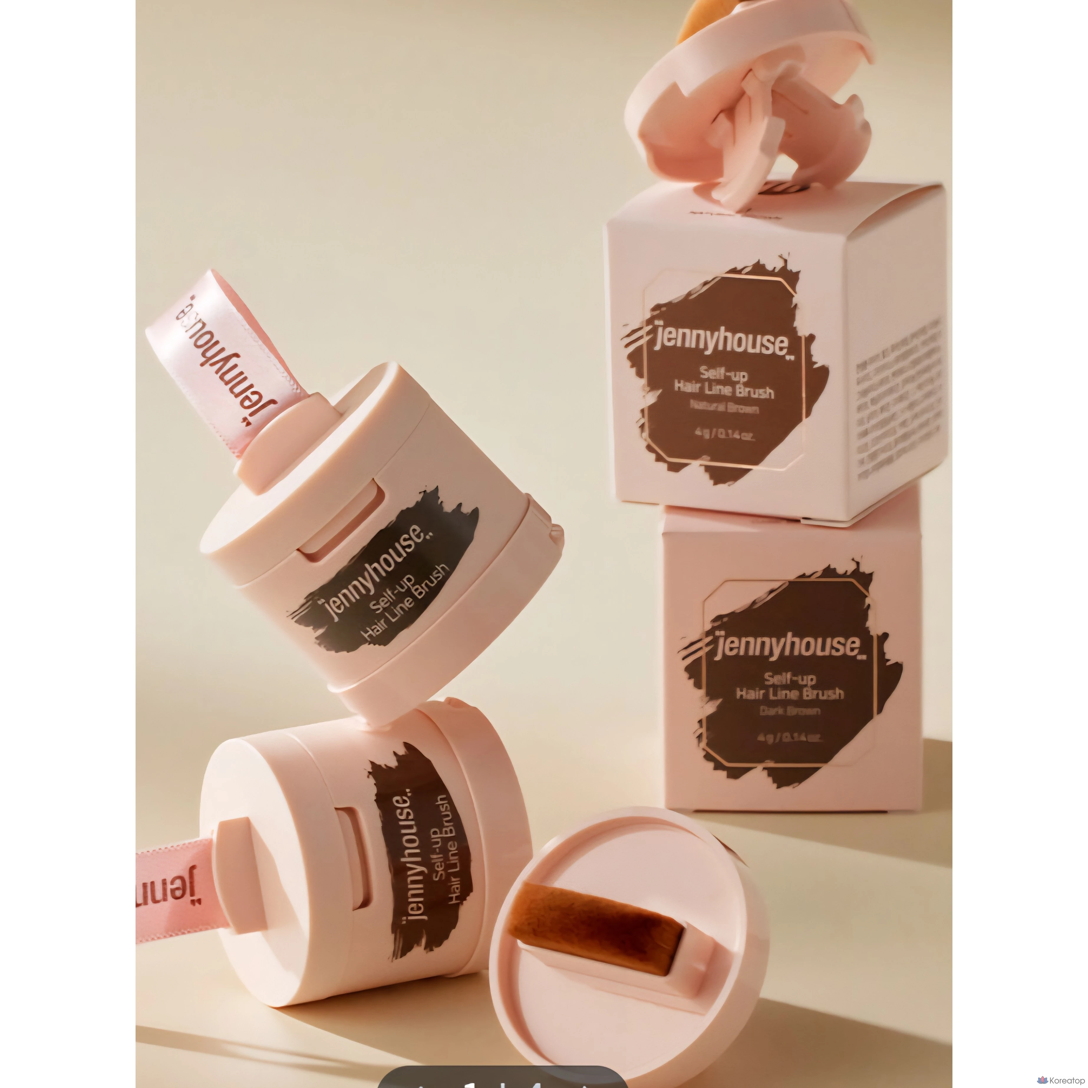 Кисть для коррекции линии роста волос JennyHouse, Натуральный коричневый, Темно-коричневый, 1 шт.