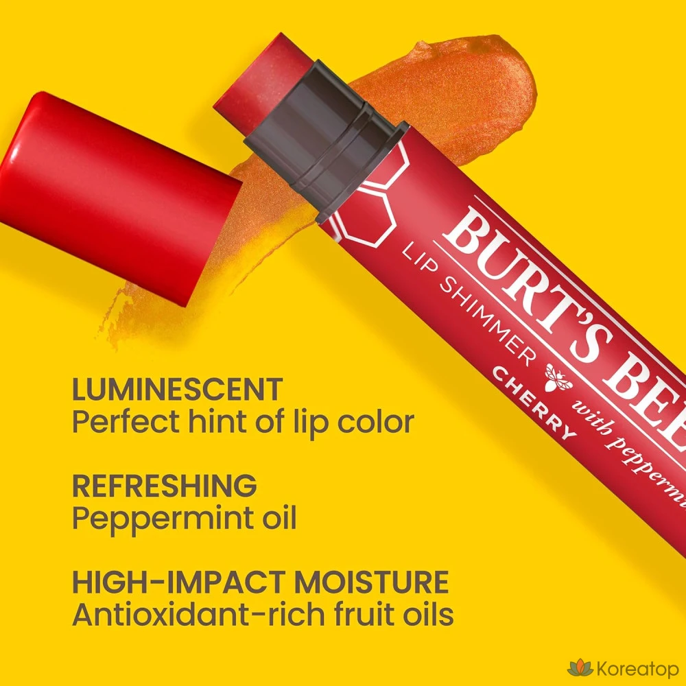Блеск для губ Burt's Bees Natural Fruit Peppermint Oil Lip Shimmer Chapstick, 1 шт., фото 2