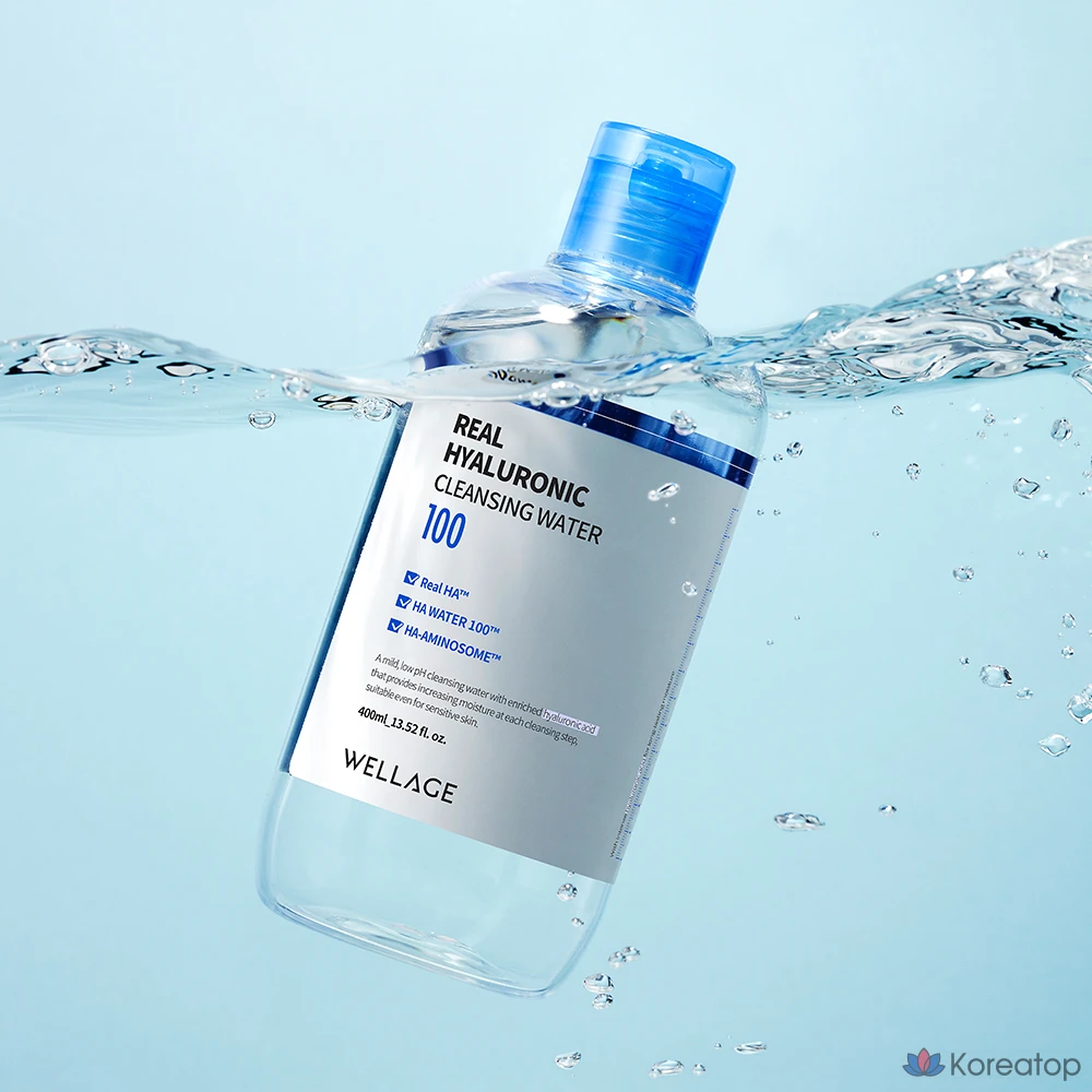 Очищающая вода WELLAGE Real с гиалуроновой кислотой, 400 мл, 1 шт.