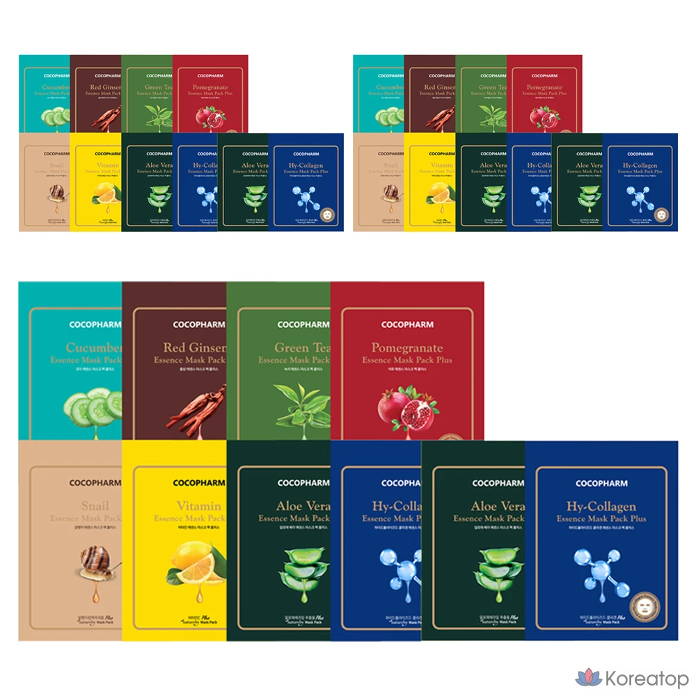 Набор из 100 смешанных масок для лица COCOPHARM Natureby Essence Mask Pack Plus, 3 шт.