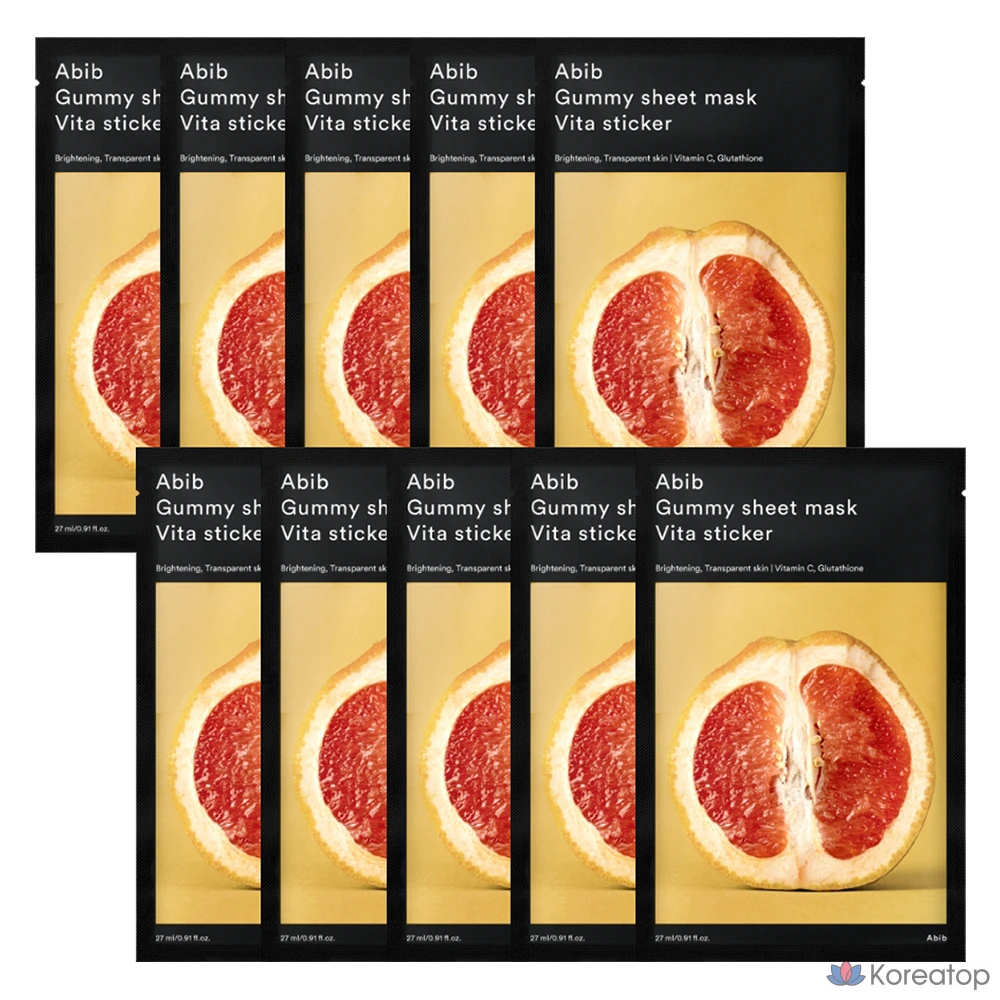 Набор наклеек для маски Abib Gum Sticker Sheet Mask Vita Sticker, 27 мл, 1 упаковка, 10 штук.