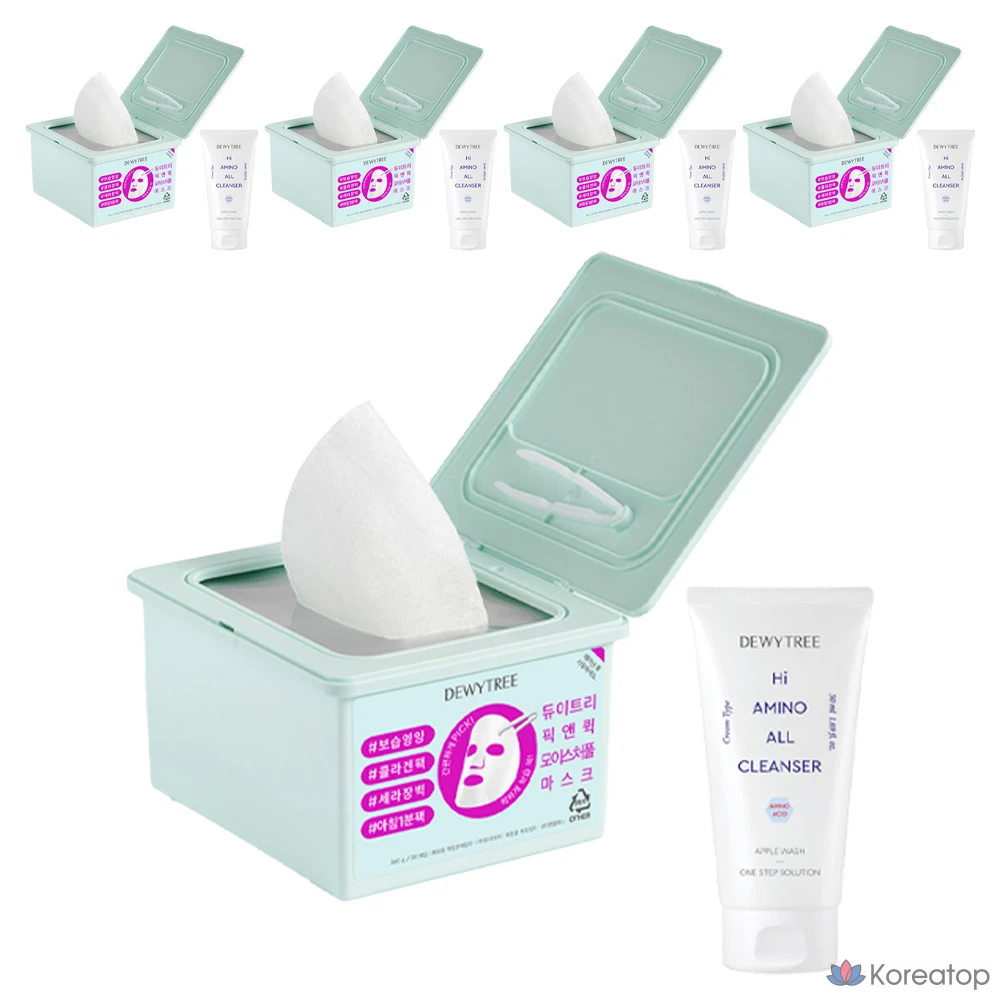 Увлажняющая маска Dewtree Special Pick & Quick Moistureful Mask + пенка с высоким содержанием аминокислот, 50 мл, 5 шт.