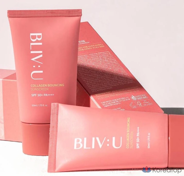 Солнцезащитный крем BLIV:U Collagen Bouncing Sunscreen SPF 50+ PA++++, 50 мл, 1 шт.
