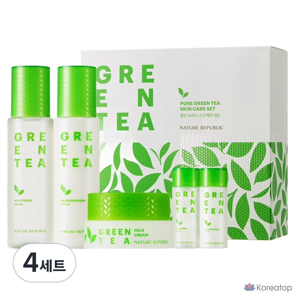 Набор для ухода за кожей Nature Republic Clear Green Tea Water, 4 предмета