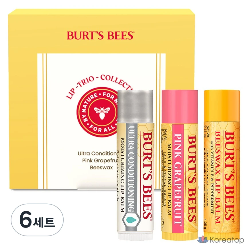 Набор бальзамов для губ Burt's Bees, 3 предмета, 6 предметов, 3 бальзама для губ