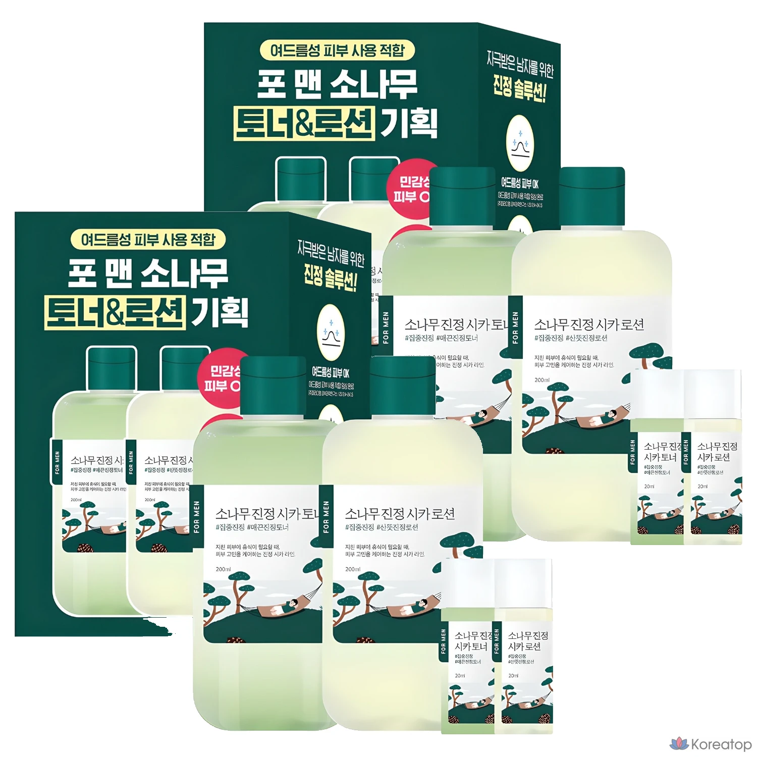 Round Lab for Men Pine Soothing Cica Toner + Lotion, 2 комплекта