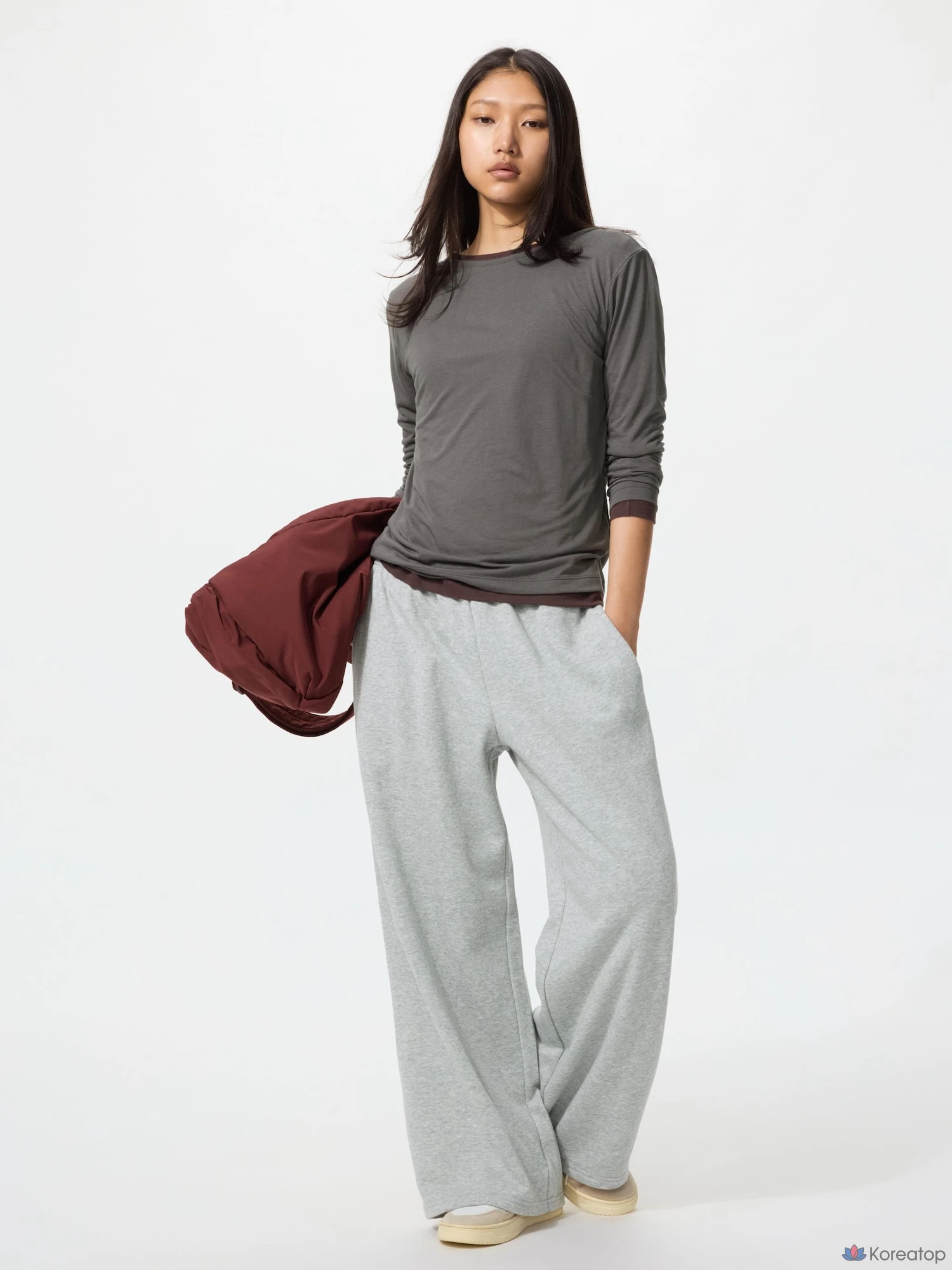 Брюки Uniqlo Sweat Wide Pants, длина штанины 70–73 см